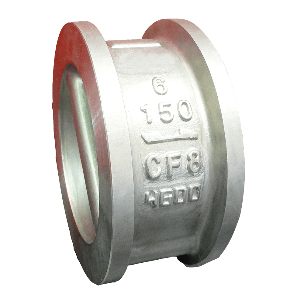 Wafer type dual plate check valve with twin spring-loaded plates, the compact design used in space-limited process lines