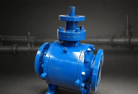 Trunnion mounted ball valve with flanged ends for large-bore high-pressure pipeline service